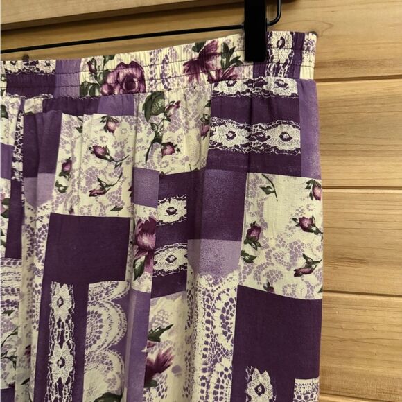 Vintage Lacy After Noon Size Medium Purple Floral Lace Patchwork Maxi Skirt - Picture 4 of 10